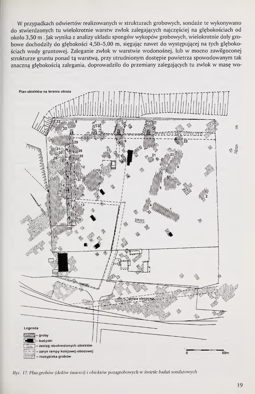 Kola 2000 page 19, Fig. 17, full-camp plan of graves and non-grave features