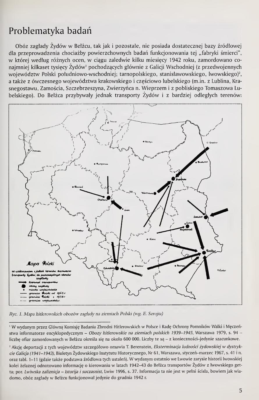 Kola 2000 page 5, Fig. 1 map of Hitlerite extermination camps on Polish soil after Szrojt