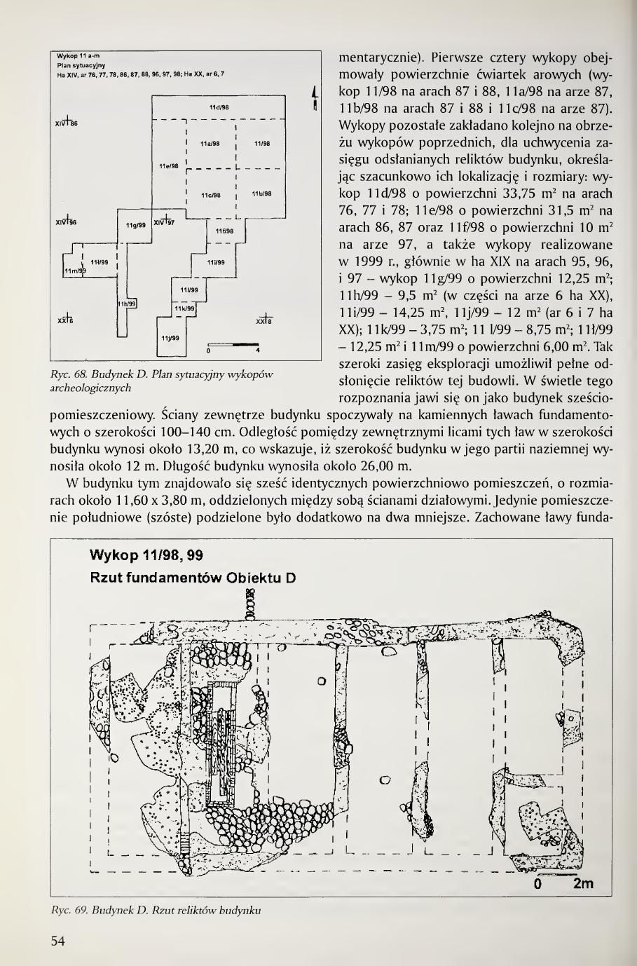 Kola 2000 page 54, Building D site plan and trench layout