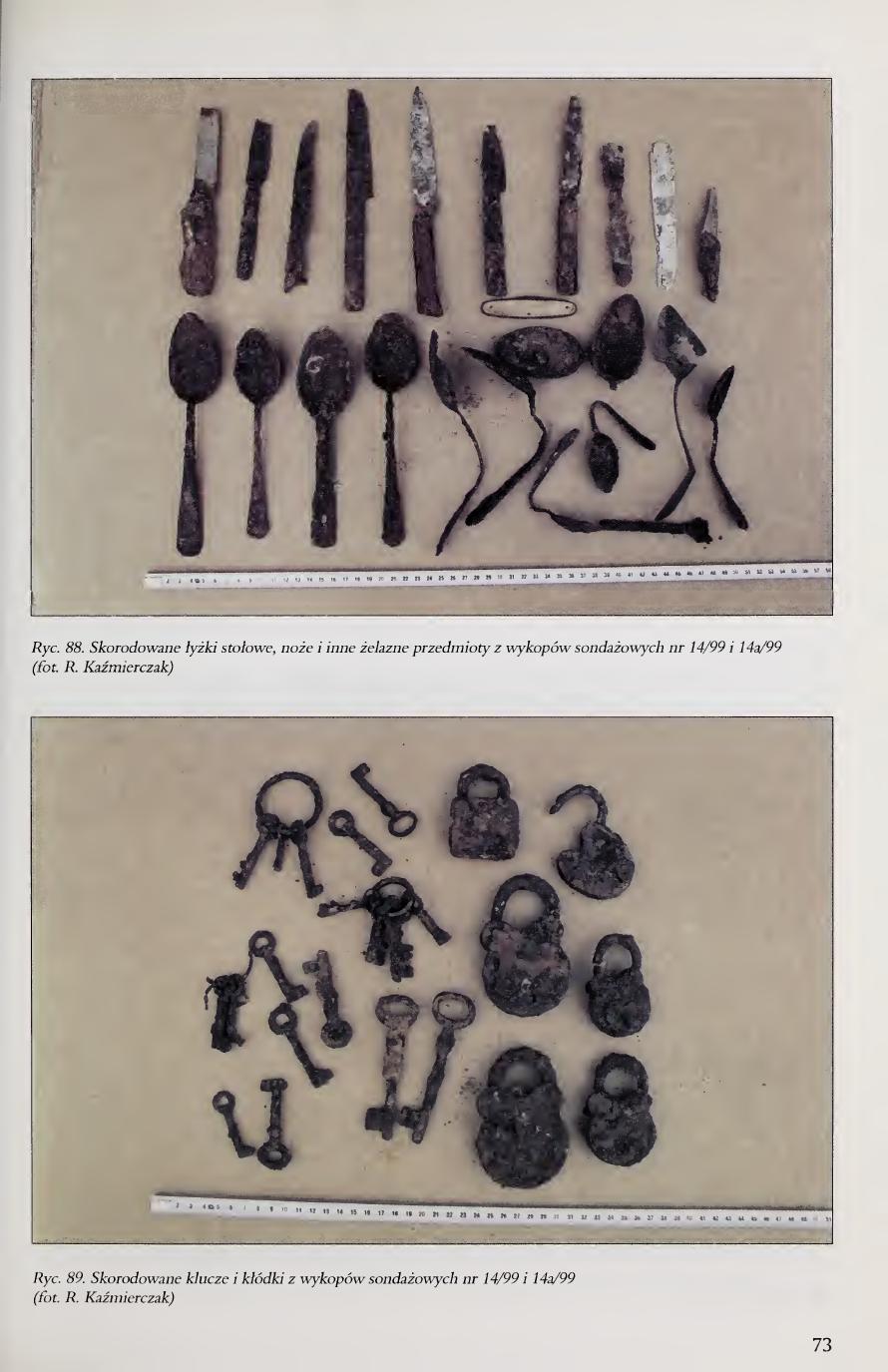 Kola 2000 page 73, Figs. 88 and 89, corroded spoons knives and keys padlocks