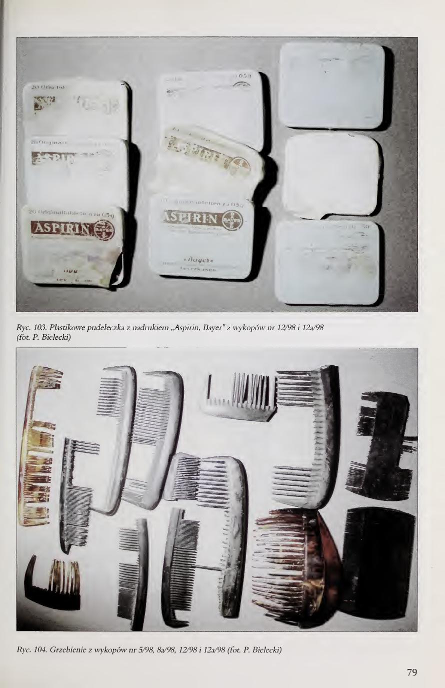 Kola 2000 page 79, Figs. 103 and 104, tablet boxes and combs